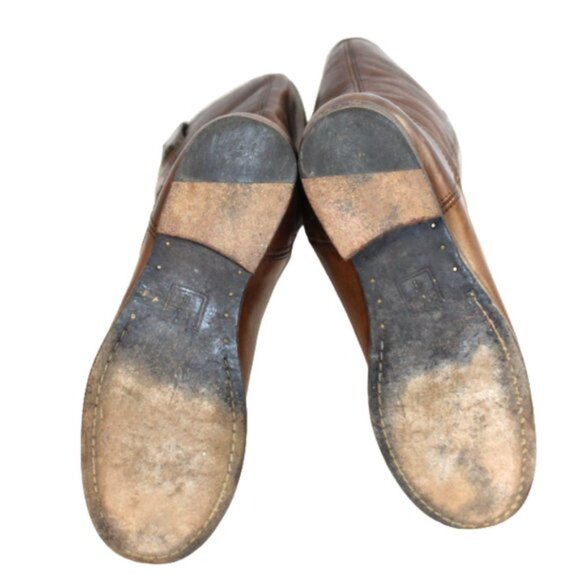 Frye Melissa Button Lug Tall Equestrian Distressed Brown Leather Boot Size 5.5 - Picture 8 of 11